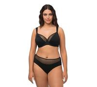 Ulla Popken Women's Bügel-BH, Mesh-Kante, Cup B-F Bra, Schwarz, 46 DD