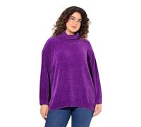 Ulla Popken Women's Chenille-Pullover, Oversized, Stehkragen, Langarm Sweater, Dark Purple, 54-56