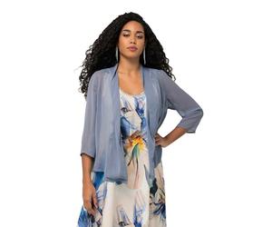 Ulla Popken Women's Chiffon Jacket, Oversized, Shawl Collar, 3/4 Sleeve Indoor, Black, 20-22'