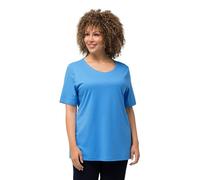 Ulla Popken Women's Double Layer Slim Round Neck Long Sleeve T-Shirts, Sky Blue, 28 UK/30 UK