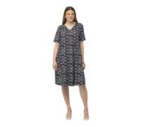 Ulla Popken Women's Printed midi Dress with Button on The Neckline 832018, Black, 16-18