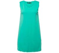 Ulla Popken Women's Dress, Wave Edges, A-line, fine Rib, Organic Cotton 793167, Green, 24-26