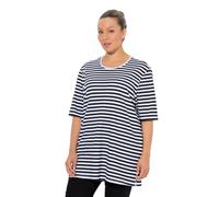 Ulla Popken Women's Eco Cotton Striped Crew Neck Tee Shirt