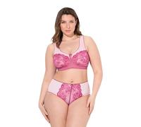 Ulla Popken Womenswear Plus Size Curvy Lace Panel Relief Bra Fuchsia 100C 819614817-100C