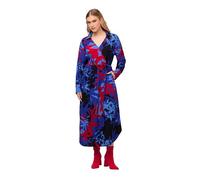 Ulla Popken Women's Floral Print Dress, Titanium Blue, 20-22