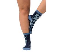 Ulla Popken Women's Floral Stockings, blue, 43-46