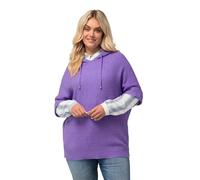Ulla Popken Women's Jumper, Hooded, Oversized, Half Sleeve, Fancy Knit Sweater, Purple, 54-56