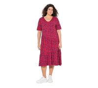 Ulla Popken Women's Kleid mit Asymmetrischer Volants Dress with Asymmetric Flounce, Neon Red, 24-26