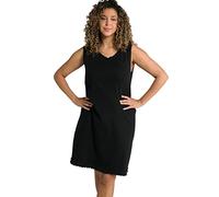 Ulla Popken Women's Dress, Wave Edges, A-line, fine Rib, Organic Cotton, Black, 24-26