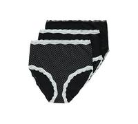 Ulla Popken Women's 3 Pieces, Maxi Letter, lace and dots 830465 Underwear, Black, 46-48