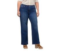 Ulla Popken Women's Large Sizes Plus Size Marlene Jeans Mary Wide Leg, Comfort Waistband, Organic Cotton Dark Blue Denim 24 806288903-24, Dark Blue Denim, 38W x 30L