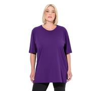 Ulla Popken Women's Large Sizes Plus Size T-Shirt Crew Neck Relaxed Half Sleeve, Deep Purple, 36/38 UK