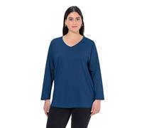 Ulla Popken Women's Large Sizes Plus Size V-Neck Relaxed Long Sleeve Shirt, darkblue, 36/38 UK
