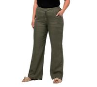 Ulla Popken Women's Linen Trousers Pants, Navy, 56W / 32L