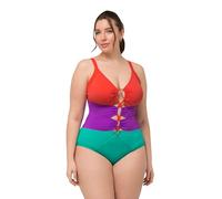 Ulla Popken Women's Lisa Colourblock 826476 Swimsuit One Piece, Green, UK 34