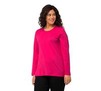 Ulla Popken Women's Shirt, Crew Neck, Slim, Long Sleeves, Magenta Pink, 20-22