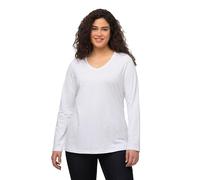 Ulla Popken Women's Long Sleeve v Shirt T, Snow White, 28-30