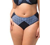 Ulla Popken Women's Midi-Brief, Two-Tone Underwear, Schwarz, 58-60