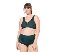 Ulla Popken Women's Midi Briefs, Transparent Lace, Ruffled Back Underwear, Midnight Green, 58-60