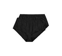 Ulla Popken Women's Midislips, 2er-Pack, Nadelstreifen, höher geschnitten Briefs, Schwarz, 54-56