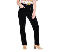 Ulla Popken Women's Mony Corduroy Trousers, Partially Elastic Waistband Pants, Black, 54 Große Größen Tall