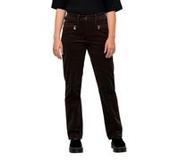 Ulla Popken Women's Mony Corduroy Trousers, Partially Elastic Waistband Pants, Dark Brown, 54 Große Größen Tall