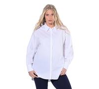 Ulla Popken Women's Mother of Pearl Buttons Oversized Shirt Collar Long Sleeve Blouse, Snow White, 24 UK/26 UK