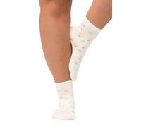 Ulla Popken Women's Pack of 2 Short Shaft Socks, Flowers, White, 39-42