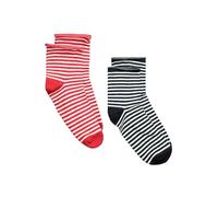 Ulla Popken Women's Pack of 2 Stockings, Rolled Edge, Stripes, Multi-Coloured, 35-38