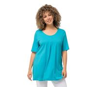Ulla Popken Womenswear Plus Size Curvy Essential Front Pleat Tee deep Aqua 50+ 796473730-50+