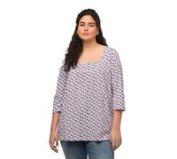 Ulla Popken Women's Pleated Shirt with Square Neckline and Polka dot Print, A-line T, Pastel Lilac, 20-22