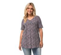 Ulla Popken Women's Pleated Shirt with Minimal Print T-Shirts, Purple, 46-48