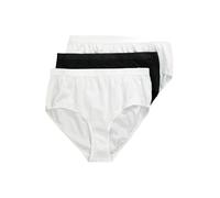Ulla Popken Women's Plus Size 3-Pack High Leg Pretty Panties White, Black 62+ 309783 20-62+