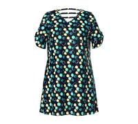 Ulla Popken Women's Plus Size Beach Dress with Polka Dot Trim and V-Neck