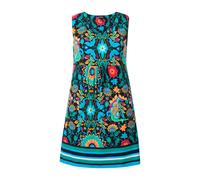 Ulla Popken Women's Jersey-minikleid, Blüten, A-Linie, Rundhals, Ärmellos Swing Dress with Print Border, Mint Green, 28-30