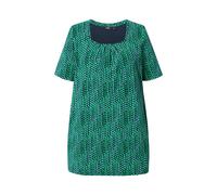 Ulla Popken Women's Plus Size Long Shirt Polka Dot A-Line Square Neckline