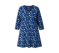 Ulla Popken Women's Plus Size Long Shirt Polka Dots A-Line V-Neck