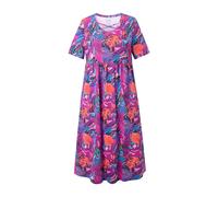 Ulla Popken Women's Plus Size Maxi Dress A-Line Decorative Ribbons Round Neck