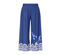 Ulla Popken women's plus size palazzo pants with shell trim and wide leg