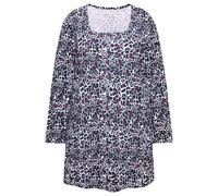 Ulla Popken Women's Plus Size Patterned Long Shirt A-Line Square Neckline