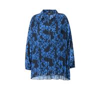 Ulla Popken women's plus size pleated blouse with script pattern, A-line,...