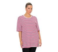 Ulla Popken Women's Plus Size Plus Size Basic Shirt Round Neck Striped Relaxed