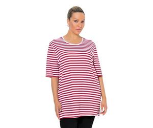 Ulla Popken Women's Plus Size Plus Size Basic Shirt Round Neck Striped Relaxed