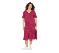 Ulla Popken Women's Plus Size Plus Size Dress with Asymmetric Flounces, Neon Red, 32/34