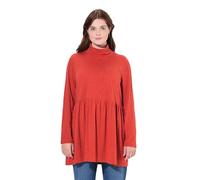 Ulla Popken Women's Plus Size Plus Size Long Shirt, Turtleneck, A-line, Long Sleeve, Organic Cotton, brick red, 16 UK/18 UK