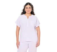 Ulla Popken Women's Plus Size Plus Size Muslin Blouse Oversized Tunic Neck Half Sleeve, Lavender, 28 UK/30 UK