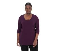 Ulla Popken Women's Plus Size Plus Size Shirt, Deep Crew Neck, 3/4 Sleeve 820859, Black, 20 UK/22 UK