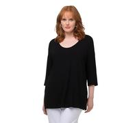Ulla Popken Women's Plus Size Plus Size Shirt, Deep Crew Neck, 3/4 Sleeve 820859, Black, 20 UK/22 UK