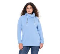 Ulla Popken Women's Plus Size Plus Size Sweatshirt, Wide Stand-Up Collar, Pockets, Raglan Long Sleeve, light blue, 46-48
