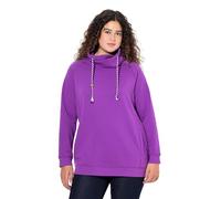 Ulla Popken Women's Plus Size Plus Size Sweatshirt, Wide Stand-Up Collar, Pockets, Raglan Long Sleeve, purple, 58-60
